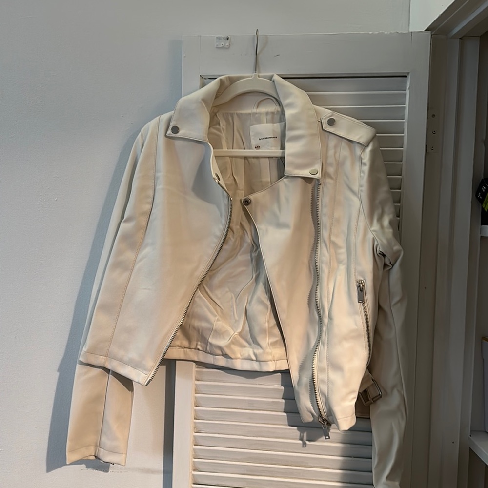 Anthropologie cream Faux Leather Jacket